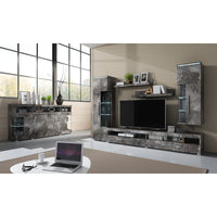 Buffet XL 180cm con 4 porte colore grigio effetto ardesia collezione BOMBAY