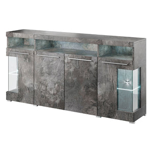 Buffet XL 180cm con 4 porte colore grigio effetto ardesia collezione BOMBAY