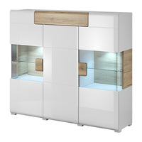 Buffet XL150cm collezione OHIO. Illuminazione LED integrata. Colori bianco e rovere.