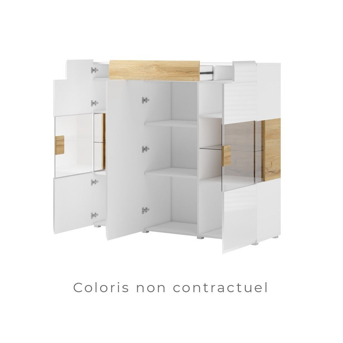 Buffet XL150cm collezione OHIO. Illuminazione LED integrata. Colori grigio antracite e rovere.