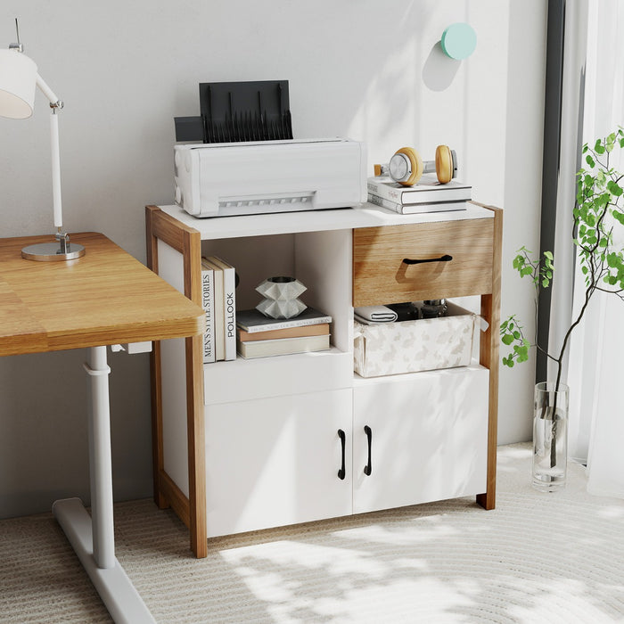 Credenza moderna stile rustico con cassetto ripiano estraibile e 2 ante-Buffet per sala da pranzo e soggiorno da cucina Bianco
