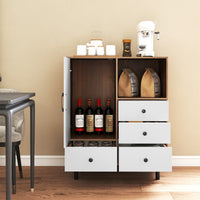 Mobile contenitore moderno met¨¤ secolo con 4 cassetti e scomparto aperto-Buffet sideboard in metallo robuste per soggiorno Bianco