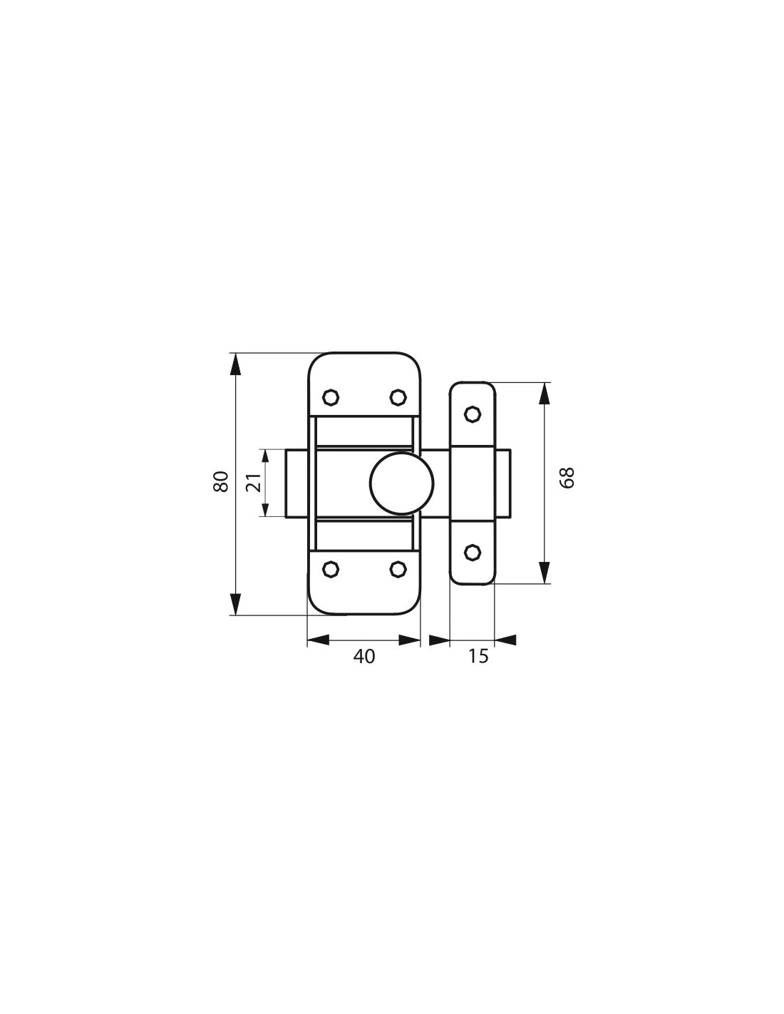 Chiusura a chiavistello per porta,  acciaio,  Ø 6.5mm, zincato - THIRARD