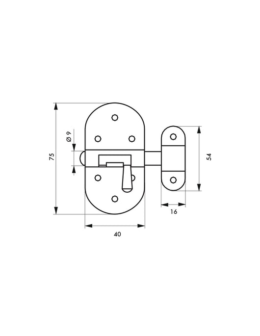 Chiusura a chiavistello per porta,  acciaio,  Ø 9mm, nichelato - THIRARD