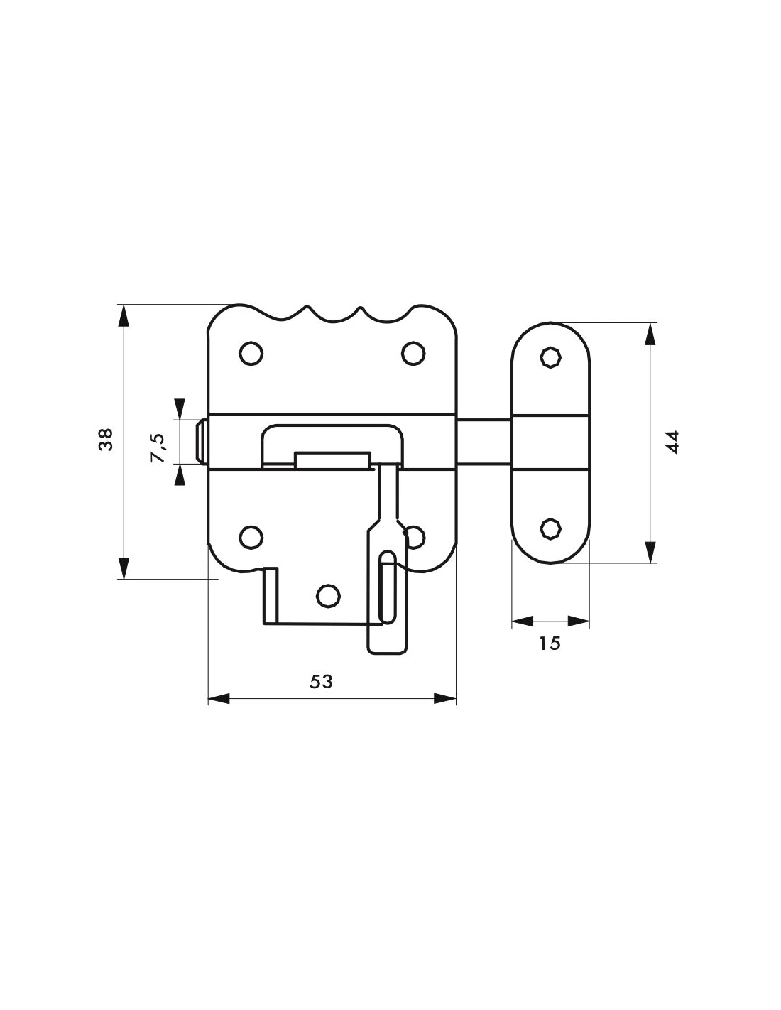 Chiusura a chiavistello per porta,  bloccabile, acciaio, Ø 7.5mm  bronzo - THIRARD