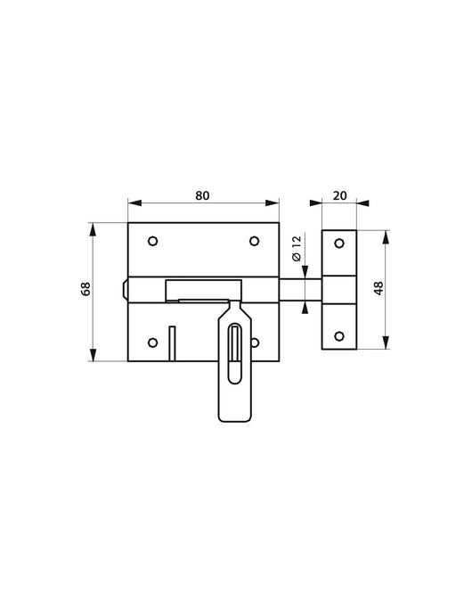 Chiusura a chiavistello per porta,   Ø 12mm, porta lucchetto, acciaio - THIRARD