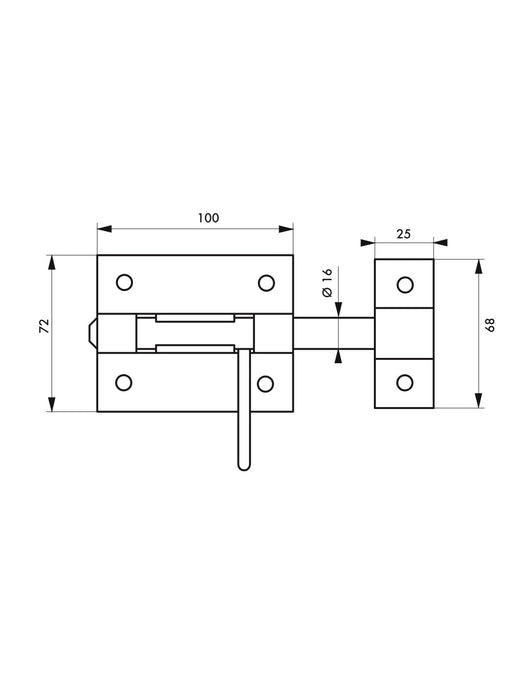 Chiusura a chiavistello per porta,   Ø 16mm, acciaio - THIRARD