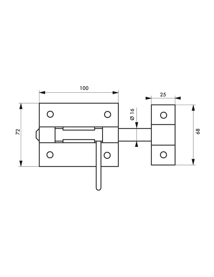 Chiusura a chiavistello per porta,   Ø 16mm, acciaio - THIRARD