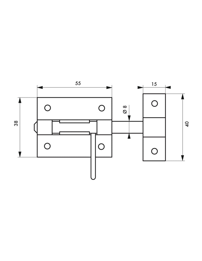 Chiusura a chiavistello per porta,   Ø 8mm, acciaio - THIRARD