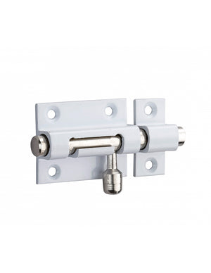 Chiusura a chiavistello per porta,  ottone bianco lucido, scrocco Ø 8mm, 40x30mm - THIRARD