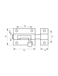 Chiusura a chiavistello per porta,  ottone cromato,  Ø 8mm, 35x30mm - THIRARD
