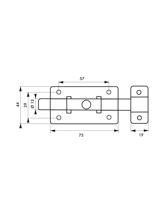 Chiusura a chiavistello per mobili, 100mm, acciaio cromato, chiusura a chiavistello piatto - Serrurerie de Picardie