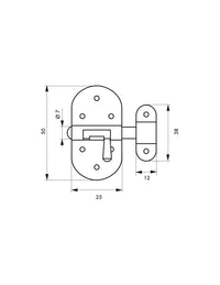 Chiusura a chiavistello per mobili, 25mm, acciaio nichelato, chiusura a chiavistello rotondo - Serrurerie de Picardie