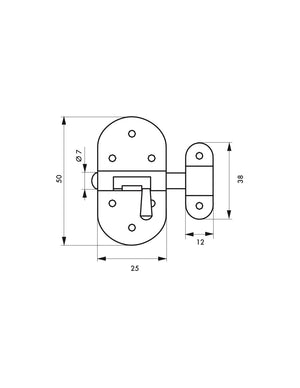 Chiusura a chiavistello per mobili, 25mm, acciaio nichelato, chiusura a chiavistello rotondo - Serrurerie de Picardie