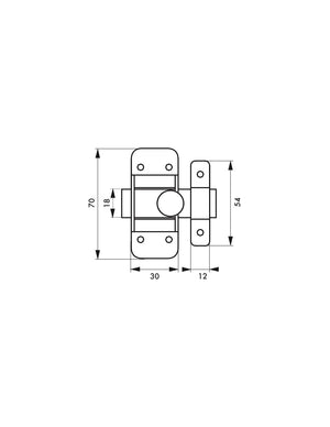 Chiusura a chiavistello per mobili, 30mm, acciaio galvanizzato, chiusura a chiavistello piatto - Serrurerie de Picardie