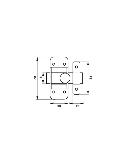 Chiusura a chiavistello per mobili, 30mm, acciaio galvanizzato, chiusura a chiavistello piatto - Serrurerie de Picardie