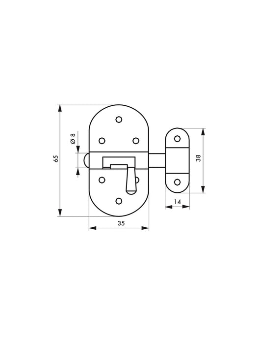 Chiusura a chiavistello per mobili, 35mm, acciaio nichelato, chiusura a chiavistello rotondo - Serrurerie de Picardie