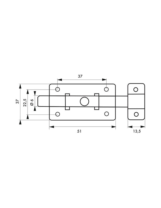 Chiusura a chiavistello per mobili, 50mm, acciaio inossidabile, chiusura a chiavistello piatto - Serrurerie de Picardie