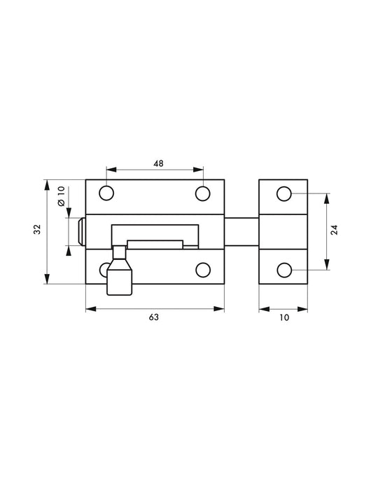 Chiusura a chiavistello per mobili, 60mm, nichel satinato, chiusura a chiavistello rotondo - Serrurerie de Picardie
