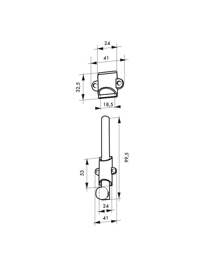 Chiusura a chiavistello per porta interna, 100mm, nichel satinato - Serrurerie de Picardie