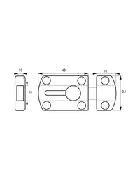 Chiusura a chiavistello per porta,  scrocco 15mm, nichel satinato - THIRARD