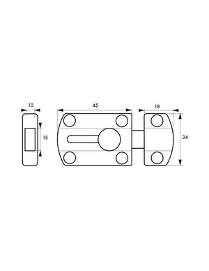 Chiusura a chiavistello per porta,  scrocco 15mm, nichel satinato - THIRARD