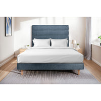 Letto 150x190 cm con testiera in linea - tessuto bouclé