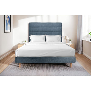 Letto 150x190 cm con testiera in linea - tessuto bouclé