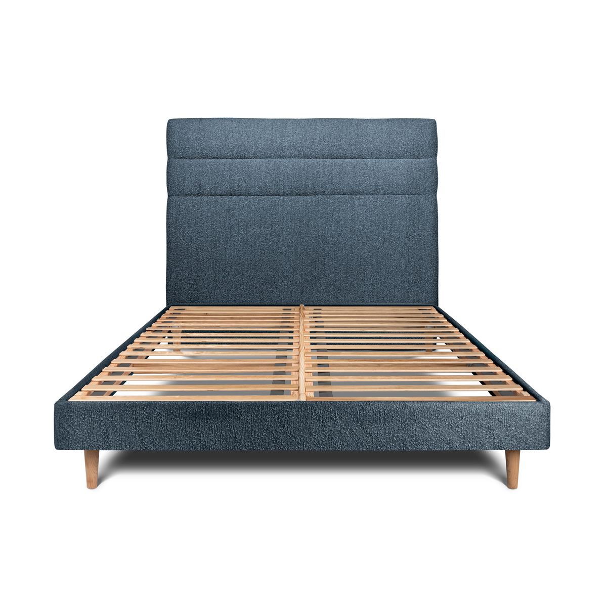 Letto 160x200 cm con testiera in linea - tessuto bouclé