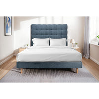 Letto 135x190 cm con testata imbottita - tessuto bouclé