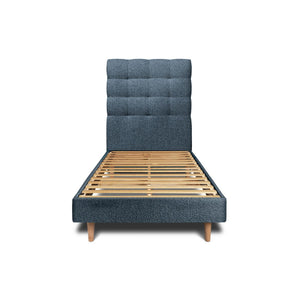 Letto 90x200 cm con testata imbottita - tessuto bouclé