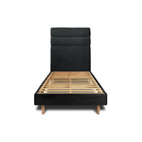 Letto 90x190 cm con testiera in linea - tessuto bouclé