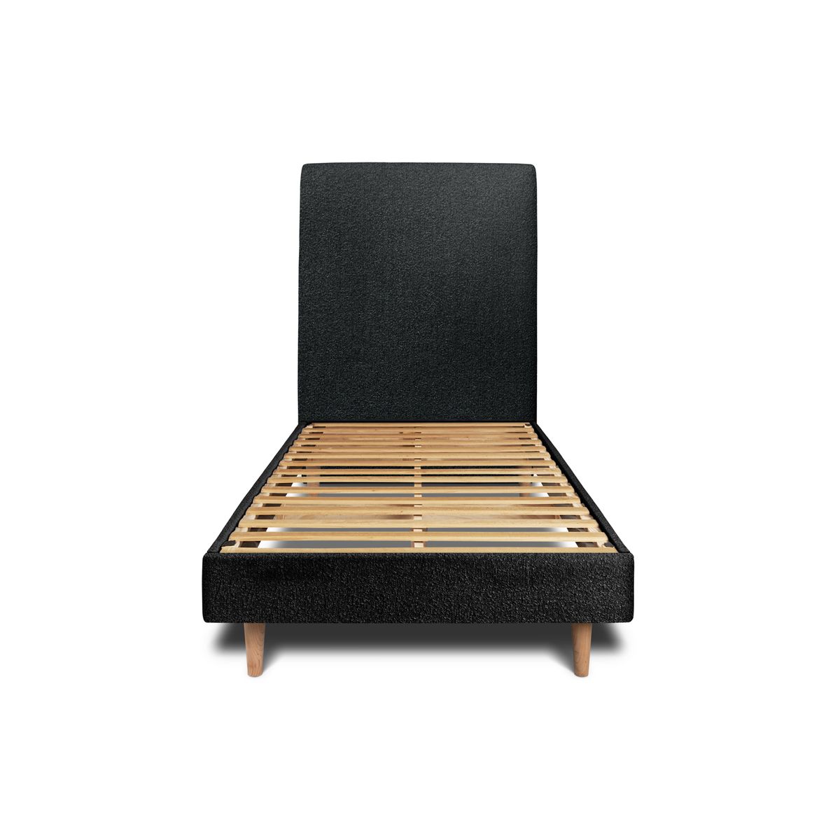 Letto 90x190 cm con testata imbottita - tessuto bouclé