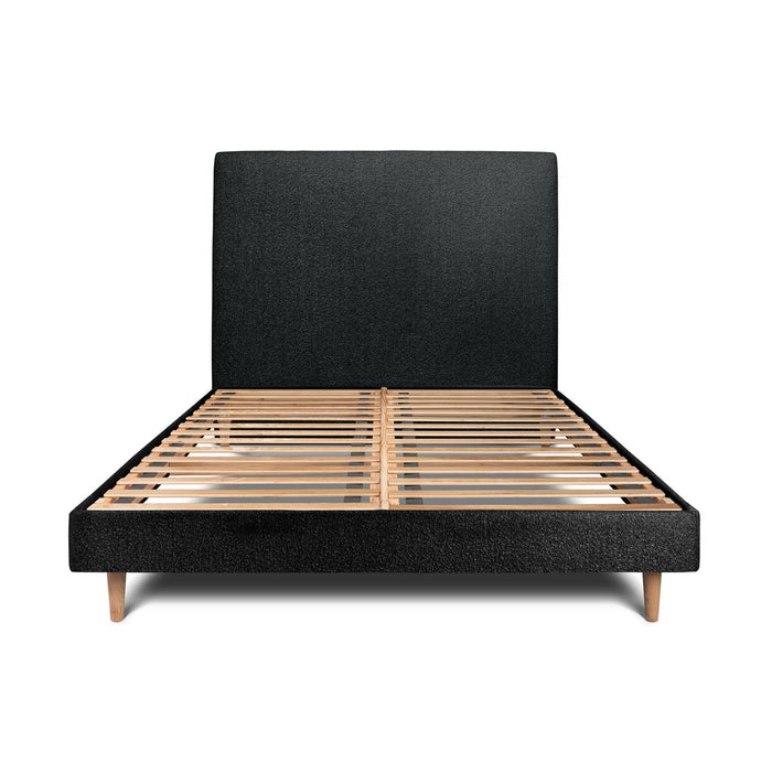 Letto 160x200 cm con testata imbottita - tessuto bouclé