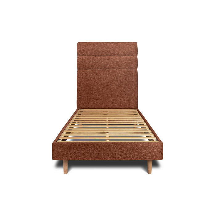 Letto 90x200 cm con testiera in linea - tessuto bouclé