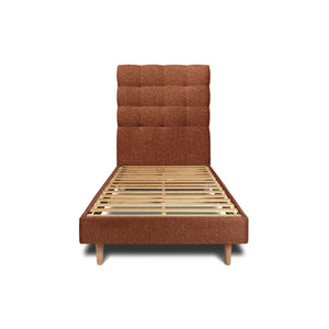 Letto 90x190 cm con testata imbottita - tessuto bouclé