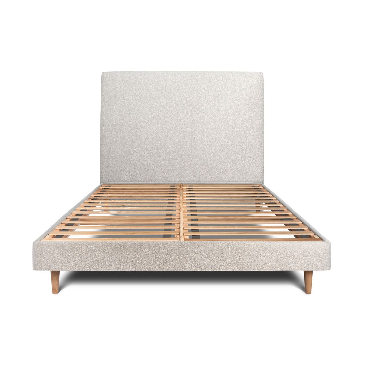 Letto 135x190 cm con testata imbottita - tessuto bouclé