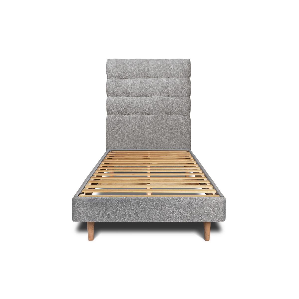 Letto 90x190 cm con testata imbottita - tessuto bouclé