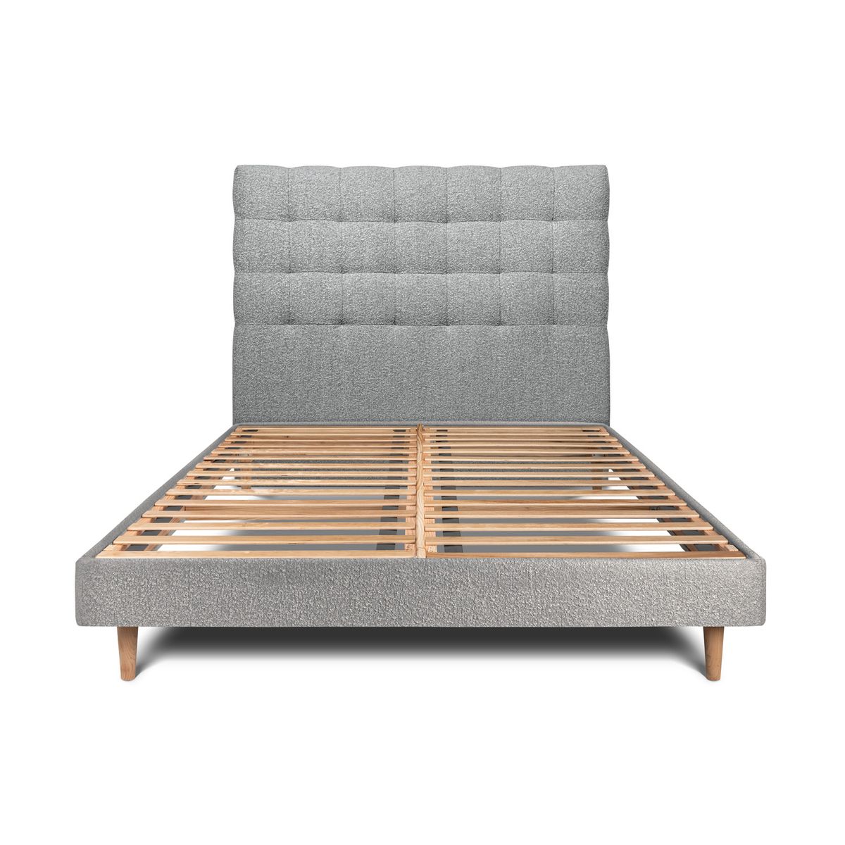 Letto 140x200 cm con testata imbottita - tessuto bouclé