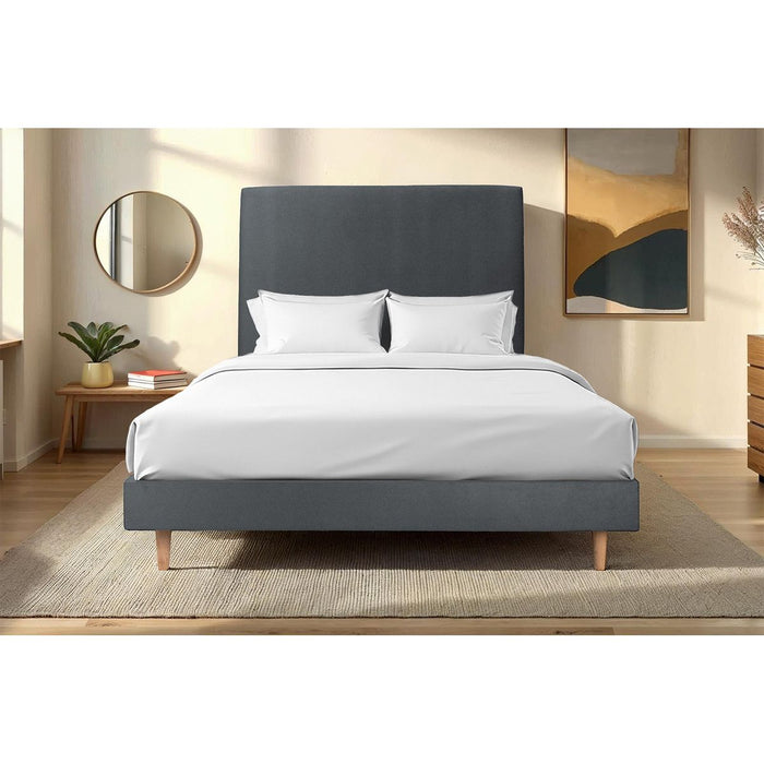 Letto 150x190 cm con testata imbottita - Tessuto velluto