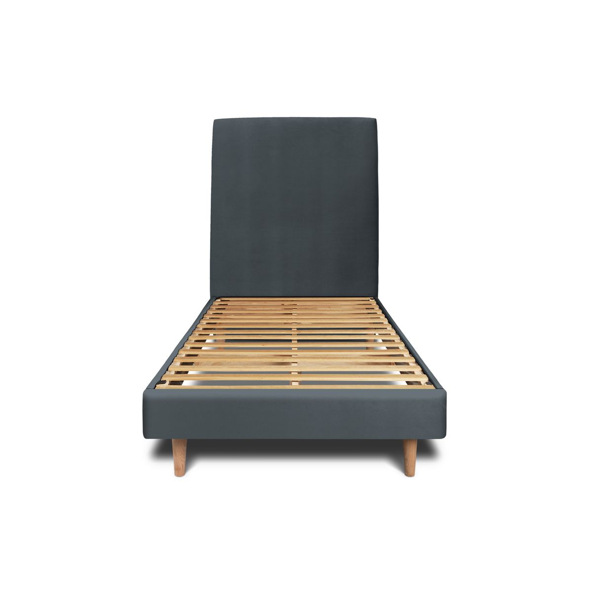 Letto 90x190 cm con testata imbottita - Tessuto velluto