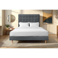 Letto 135x190 cm con testiera imbottita - Tessuto velluto