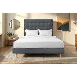 Letto 135x190 cm con testiera imbottita - Tessuto velluto