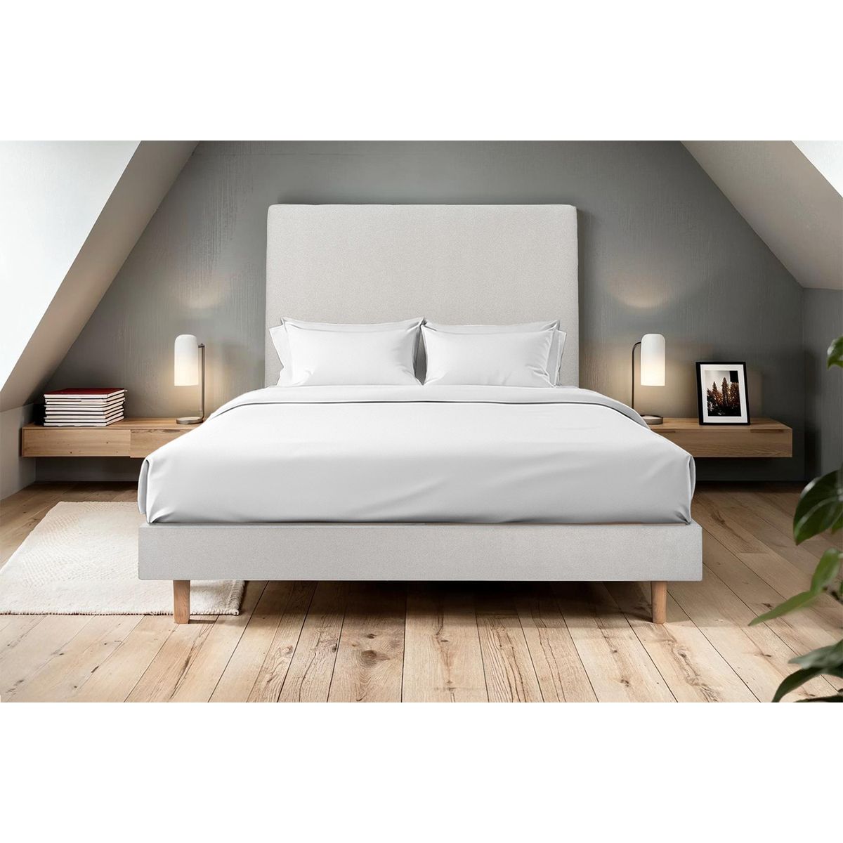 Letto 150x190 cm con testata imbottita - Tessuto velluto