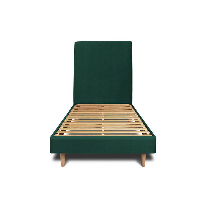 Letto 90x190 cm con testata imbottita - Tessuto velluto