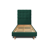 Letto 90x190 cm con testata imbottita - Tessuto velluto