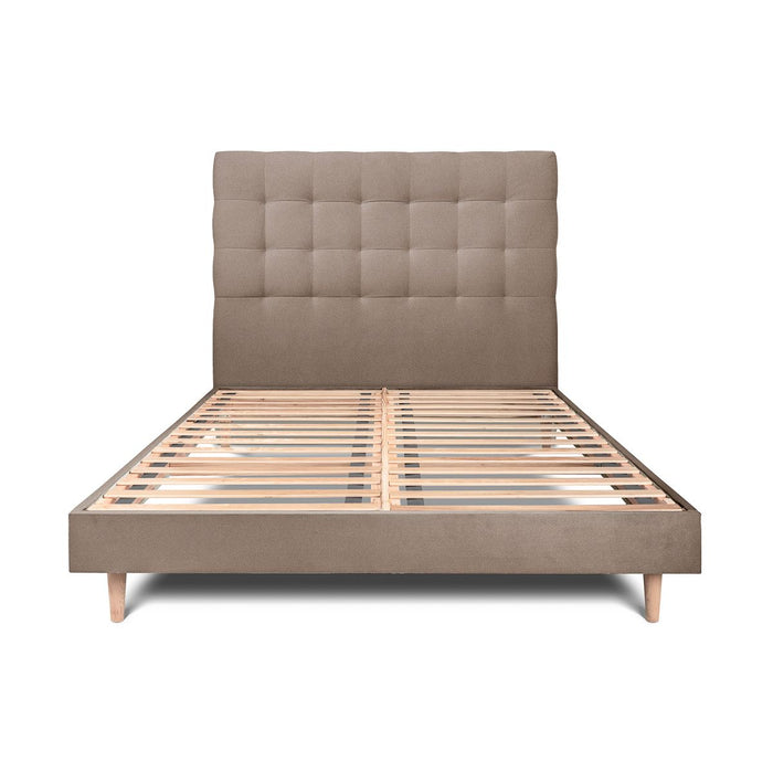 Letto 135x190 cm con testiera imbottita - Tessuto velluto