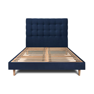 Letto 135x190 cm con testiera imbottita - Tessuto velluto