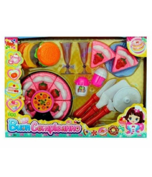 Buon Compleanno Set Party Torta Con Accessori Festa Giocattolo Gioco Bambina         