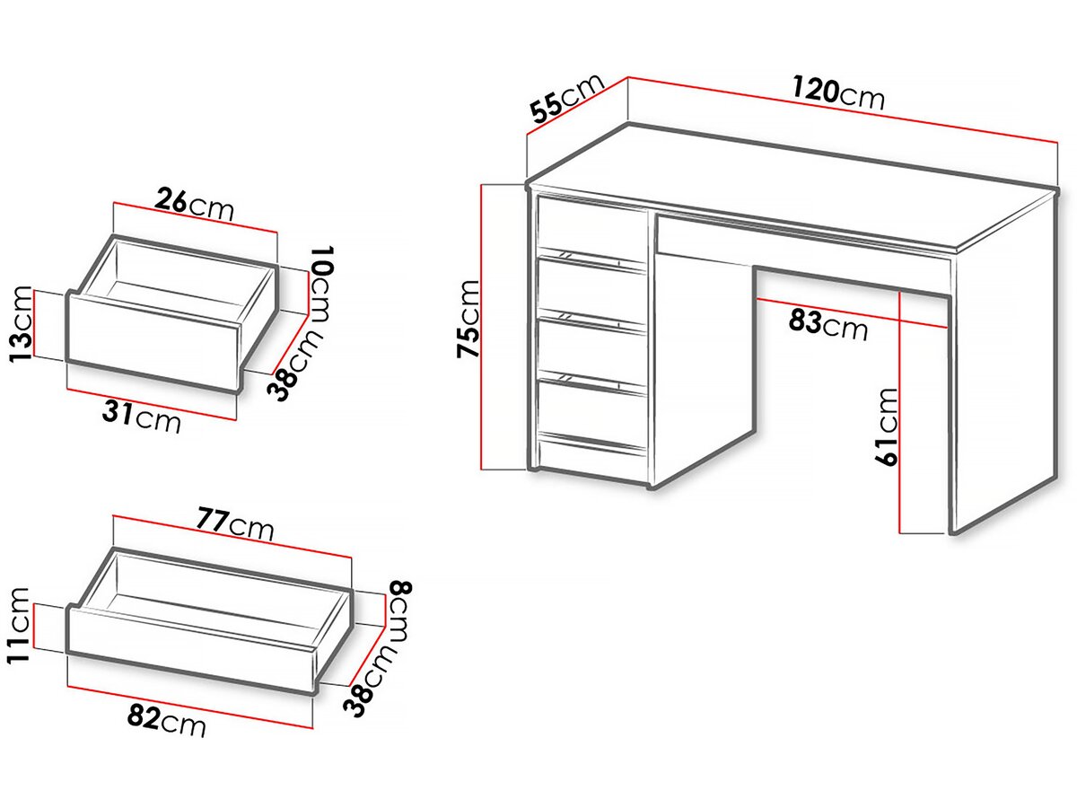 Scrivania "Ada" – 120 x 75 x 55 cm – Bianco